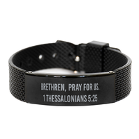 Load image into Gallery viewer, Brethren, pray for us 1 Thessalonians 5 25 Bracelet, Bible Verse Bracelet for Men, Christian Jewelry – front view
