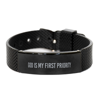 Load image into Gallery viewer, God is my first priority Bracelet,  Bracelet for Men, Christian Jewelry – front view

