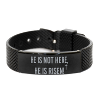 Load image into Gallery viewer, He is not here he is risen Easter Bracelet,  Bracelet for Men, Christian Jewelry – front view
