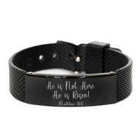 Load image into Gallery viewer, He is not here he is risen Matthew 28 6 Bracelet, Scripture Bracelet for Men, Christian Jewelry – front view
