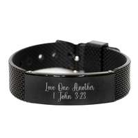 Load image into Gallery viewer, Love one another 1 John 3 23 Bracelet, Bible Verse Bracelet for Men, Christian Jewelry – front view
