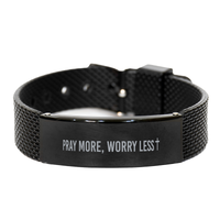 Load image into Gallery viewer, Pray more worry less Bracelet,  Bracelet for Men, Christian Jewelry – front view
