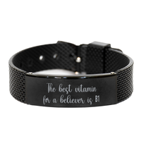 Load image into Gallery viewer, The best vitamin for a believer is B1 Mantra Bracelet,  Bracelet for Men, Christian Jewelry – front view
