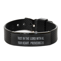 Load image into Gallery viewer, Trust in the Lord with all your heart Proverbs 3 5 Bracelet, Scripture Bracelet for Men, Christian Jewelry – front view
