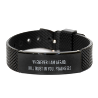 Load image into Gallery viewer, Whenever I am afraid, I will trust in You Psalm 56 3 Bracelet, Bible Verse Bracelet for Men, Christian Jewelry – front view
