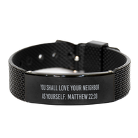Load image into Gallery viewer, You shall love your neighbor as yourself Matthew 22 39 Bracelet, Scripture Bracelet for Men, Christian Jewelry – front view
