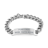 Load image into Gallery viewer, Fear ends where faith begins Bracelet, Christian Bracelet Stainless Steel – front view
