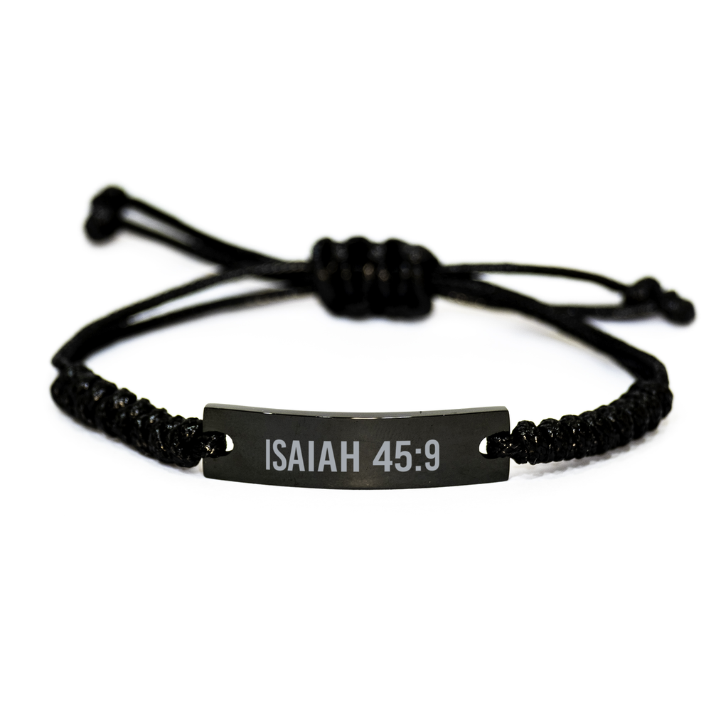 Isaiah 45 9 Bracelet Isaiah 45:9 Gift Bible Verse Scripture Stainless Steel Bracelet – front view