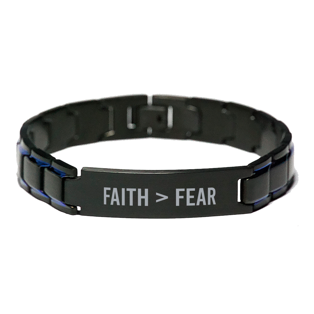 Faith is Greater than Fear Bracelet for Men Mantra Gifts for Him – front view