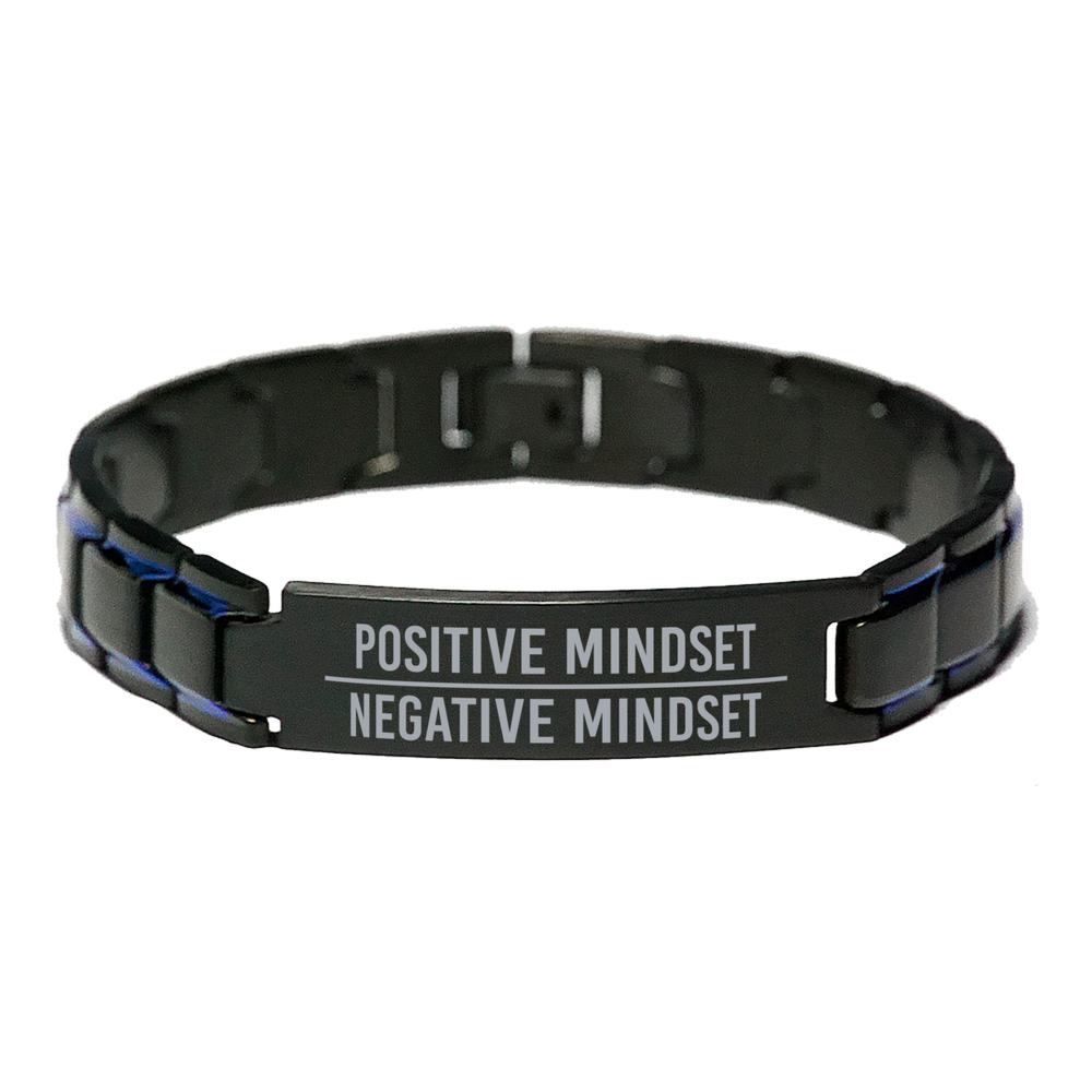 Positive Mindset over Negative Mindset Bracelet for Men Mantra Gifts for Him Inspirational Bracelet Mental Health – front view
