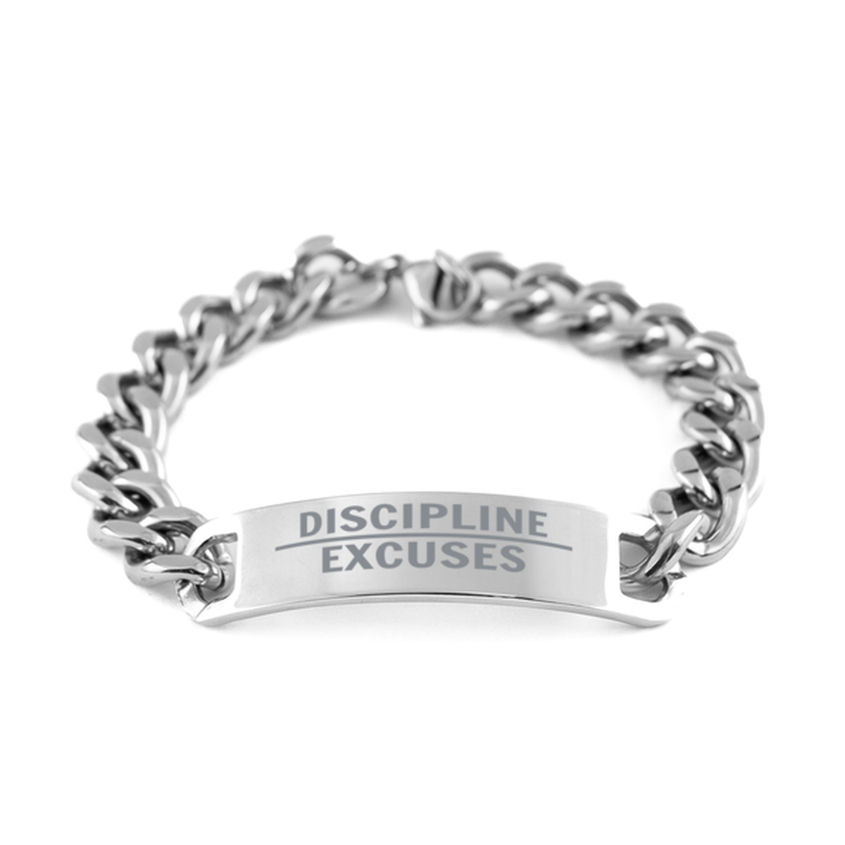 Discipline over Excuses Bracelet for Him Positive Mantra Gift for Men Mental Health Stainless Steel Jewelry – front view