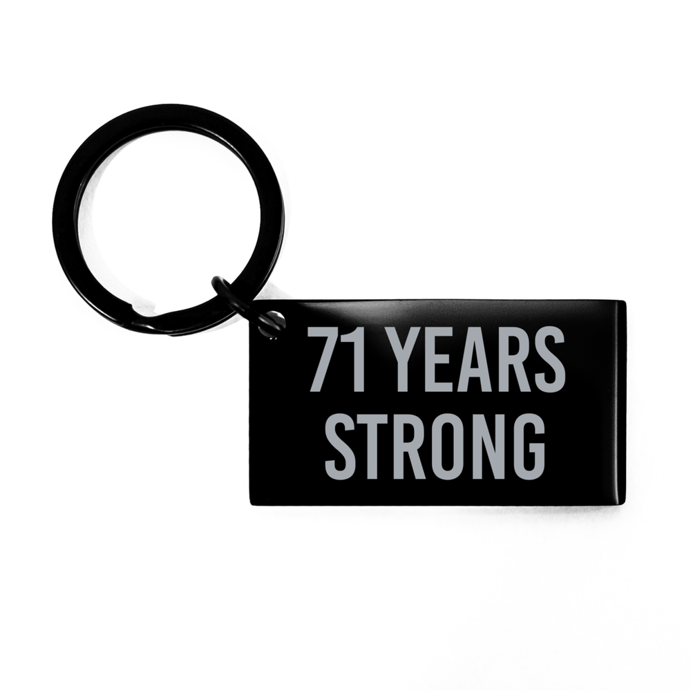 71 Years Strong Keychain 71st Wedding Anniversary Key Chain for Men Women Him Her Wife Husband Girlfriend Boyfriend Valentines Day – front view