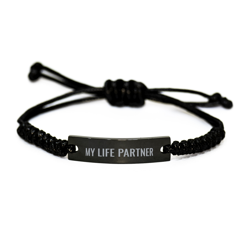 My Life Partner Bracelet Gift for Husband Boyfriend Him Men Birthday Christmas Stainless Steel Rope Bracelet – front view