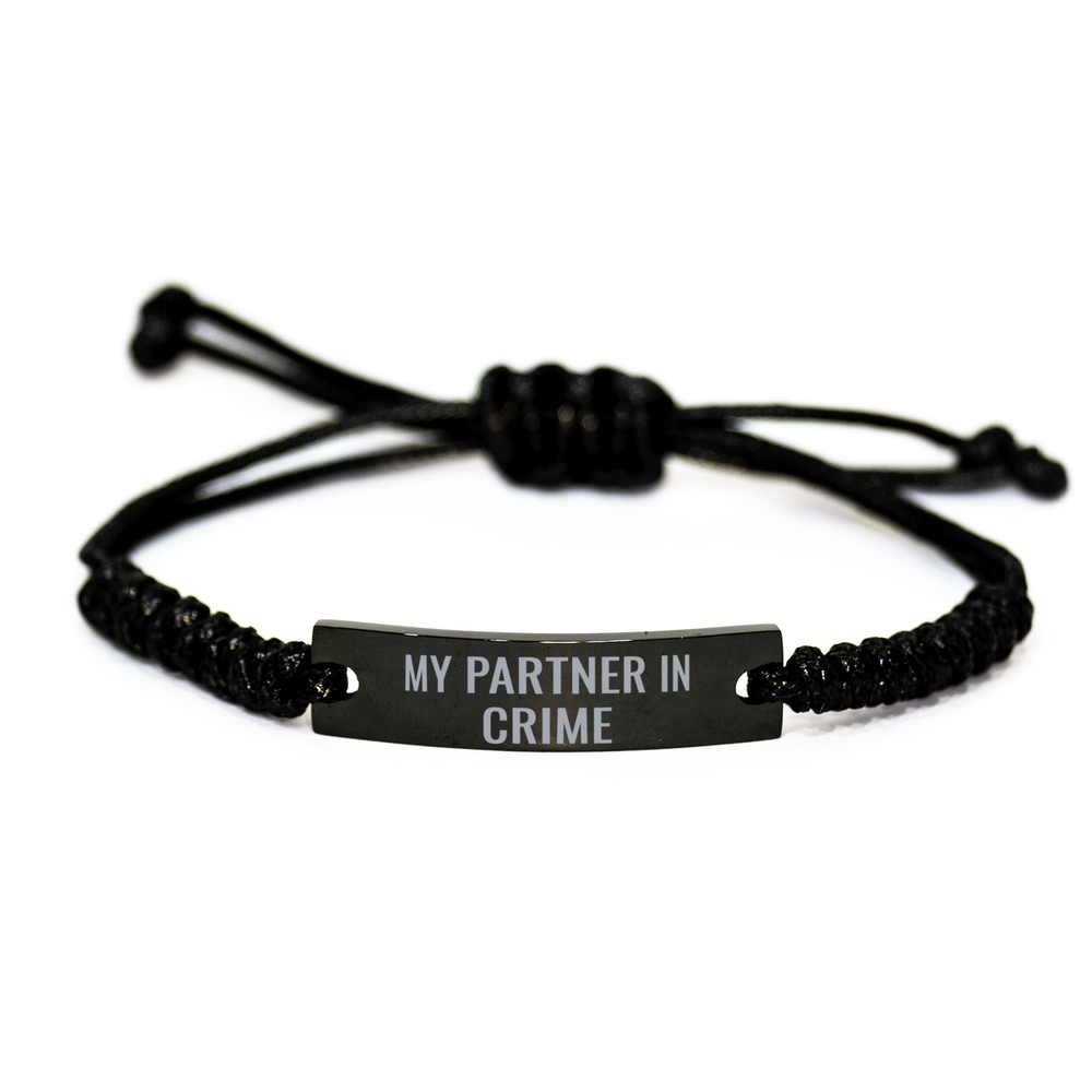 My Partner in Crime Bracelet Gift for Husband Boyfriend Him Men Birthday Christmas Stainless Steel Rope Bracelet – front view