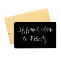Load image into Gallery viewer, Metal wallet card insert with personalized name Felicity and return-to message for gift giving

