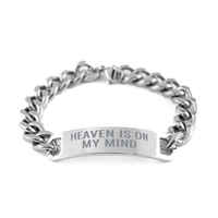 Load image into Gallery viewer, Heaven is on My Mind Bracelet for Christian Men Stainless Steel Men Cuban Link – front view
