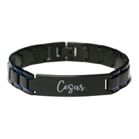 Load image into Gallery viewer, Cesar Bracelet Personalized for Men Custom Name Engraved Jewelry for Boys Men Him Birthday Christmas Adjustable Link Bracelet – front view
