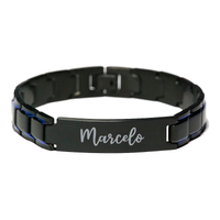 Load image into Gallery viewer, Marcelo Bracelet Personalized for Men Custom Name Engraved Jewelry for Boys Men Him Birthday Christmas Adjustable Link Bracelet – front view
