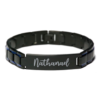 Load image into Gallery viewer, Nathanael Bracelet Personalized for Men Custom Name Engraved Jewelry for Boys Men Him Birthday Christmas Adjustable Link Bracelet – front view
