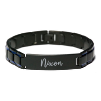 Load image into Gallery viewer, Nixon Bracelet Personalized for Men Custom Name Engraved Jewelry for Boys Men Him Birthday Christmas Adjustable Link Bracelet – front view
