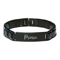 Load image into Gallery viewer, Prince Bracelet Personalized for Men Custom Name Engraved Jewelry for Boys Men Him Birthday Christmas Adjustable Link Bracelet – front view
