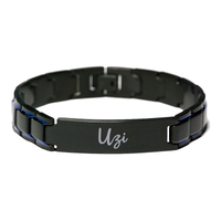 Load image into Gallery viewer, Uzi Bracelet Personalized for Men Custom Name Engraved Jewelry for Boys Men Him Birthday Christmas Adjustable Link Bracelet – front view
