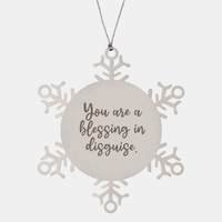 Load image into Gallery viewer, Snowflake Christmas Ornament for Family and Friends You are a blessing in disguise Ornament for Best Friend Him Her Stainless Steel – front view
