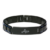 Load image into Gallery viewer, Ace Bracelet Personalized for Men Custom Name Engraved Jewelry for Boys Men Him Birthday Christmas Adjustable Link Bracelet – front view
