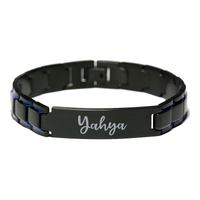 Load image into Gallery viewer, Yahya Bracelet Personalized for Men Custom Name Engraved Jewelry for Boys Men Him Birthday Christmas Adjustable Link Bracelet – front view
