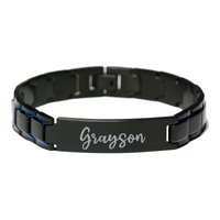 Load image into Gallery viewer, Grayson Bracelet Personalized for Men Custom Name Engraved Jewelry for Boys Men Him Birthday Christmas Adjustable Link Bracelet – front view

