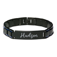 Load image into Gallery viewer, Hudson Bracelet Personalized for Men Custom Name Engraved Jewelry for Boys Men Him Birthday Christmas Adjustable Link Bracelet – front view
