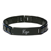 Load image into Gallery viewer, Kye Bracelet Personalized for Men Custom Name Engraved Jewelry for Boys Men Him Birthday Christmas Adjustable Link Bracelet – front view
