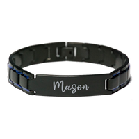 Load image into Gallery viewer, Mason Bracelet Personalized for Men Custom Name Engraved Jewelry for Boys Men Him Birthday Christmas Adjustable Link Bracelet – front view
