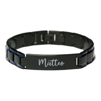 Load image into Gallery viewer, Matteo Bracelet Personalized for Men Custom Name Engraved Jewelry for Boys Men Him Birthday Christmas Adjustable Link Bracelet – front view
