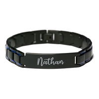 Load image into Gallery viewer, Nathan Bracelet Personalized for Men Custom Name Engraved Jewelry for Boys Men Him Birthday Christmas Adjustable Link Bracelet – front view
