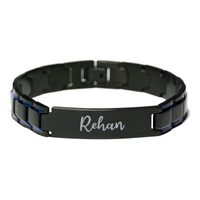 Load image into Gallery viewer, Rehan Bracelet Personalized for Men Custom Name Engraved Jewelry for Boys Men Him Birthday Christmas Adjustable Link Bracelet – front view
