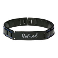 Load image into Gallery viewer, Roland Bracelet Personalized for Men Custom Name Engraved Jewelry for Boys Men Him Birthday Christmas Adjustable Link Bracelet – front view
