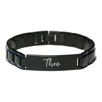 Load image into Gallery viewer, Theo Bracelet Personalized for Men Custom Name Engraved Jewelry for Boys Men Him Birthday Christmas Adjustable Link Bracelet – front view
