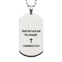 Load image into Gallery viewer, 1 Chronicles 16 11 Dog Tag Necklaces - 1 Chronicles 16:11 Necklace for Men – front view
