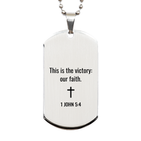 Load image into Gallery viewer, 1 John 5 4 Dog Tag Necklaces - 1 John 5:4 Necklace for Men – front view
