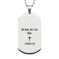 Load image into Gallery viewer, 1 Peter 1 16 Dog Tag Necklaces - 1 Peter 1:16 Necklace for Men – front view
