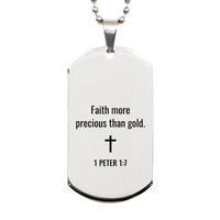 Load image into Gallery viewer, 1 Peter 1 7 Dog Tag Necklaces - 1 Peter 1:7 Necklace for Men – front view

