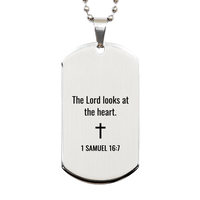 Load image into Gallery viewer, 1 Samuel 16 7 Dog Tag Necklaces - 1 Samuel 16:7 Necklace for Men – front view
