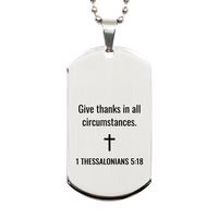 Load image into Gallery viewer, 1 Thessalonians 5 18 Dog Tag Necklaces - 1 Thessalonians 5:18 Necklace for Men – front view
