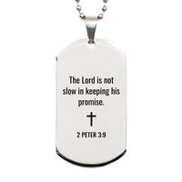 Load image into Gallery viewer, 2 Peter 3 9 Dog Tag Necklaces - 2 Peter 3:9 Necklace for Men – front view
