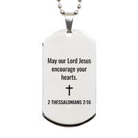Load image into Gallery viewer, 2 Thessalonians 2 16 Dog Tag Necklaces - 2 Thessalonians 2:16 Necklace for Men – front view
