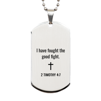 Load image into Gallery viewer, 2 Timothy 4 7 Dog Tag Necklaces - 2 Timothy 4:7 Necklace for Men – front view
