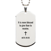 Load image into Gallery viewer, Acts 20 35 Dog Tag Necklaces - Acts 20:35 Necklace for Men – front view
