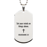Load image into Gallery viewer, Colossians 3 2 Dog Tag Necklaces - Colossians 3:2 Necklace for Men – front view

