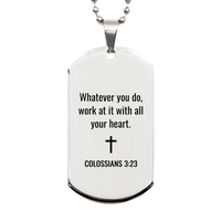 Load image into Gallery viewer, Colossians 3 23 Dog Tag Necklaces - Colossians 3:23 Necklace for Men – front view
